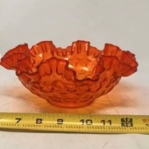 Amberina Fenton Thumbprint Bowl Scalloped Edges Vintage 1960s